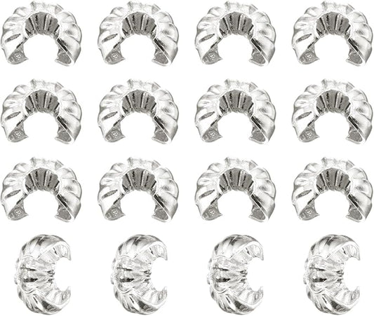 uxcell 200 Pcs Crimp Bead Covers, 4mm/0.16" Half Round Open Crimp Beads Knot Cover, Small Loose Beads End Tip Caps for Bracelet Jewelry Making Craft DIY, Silver