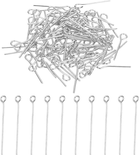 PATIKIL 16mm Open Eye Pins, 150Pcs 23 Gauge Metal Head Pins Needles Eye Pins for Jewelry Making Findings Earring Necklace Bracelet DIY Crafts, Rhodium Color