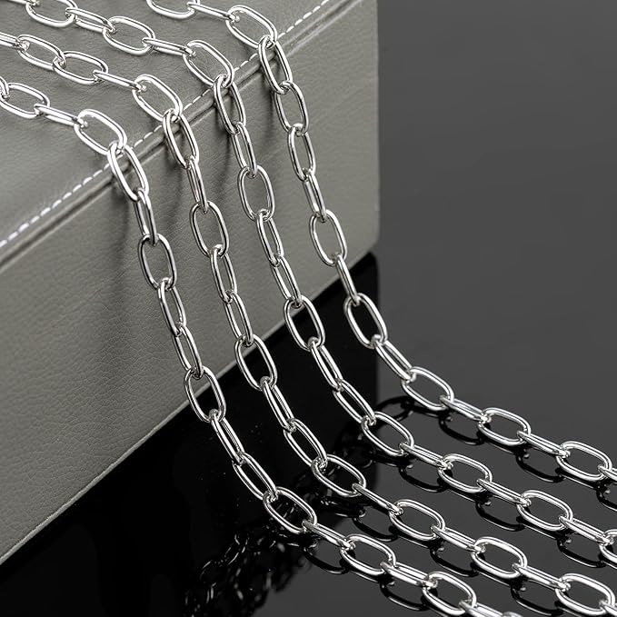 5 Meters Paperclip Chain for Jewelry Making Lightweight Aluminum Necklace Bracelet Chains for Women and Men Oval Link with Jewelry Findings