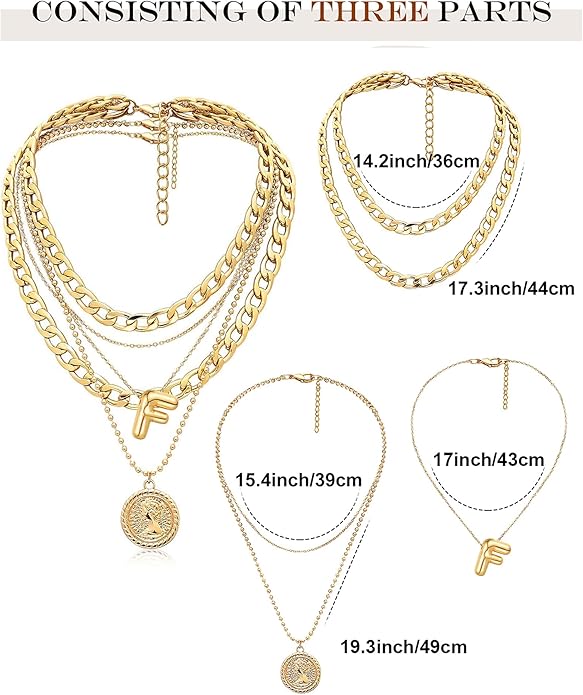 MJartoria Layered Necklaces for Women Trendy Balloon Initial Coin Pendant Necklace Dainty Chunky Chain Choker Necklaces Jewelry Birthday Gifts