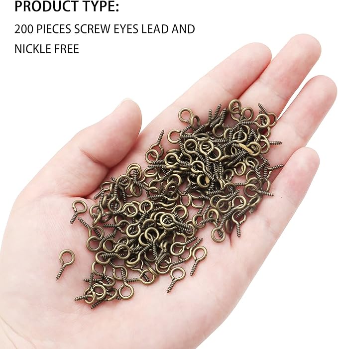 0.55inch/7X14mm Screw Eye Pins for Jewelry Making Eyepins Hook Eyelets Screw Threaded Gold Tone Clasps Hooks for DIY Jewelry Making 200 pcs/lot