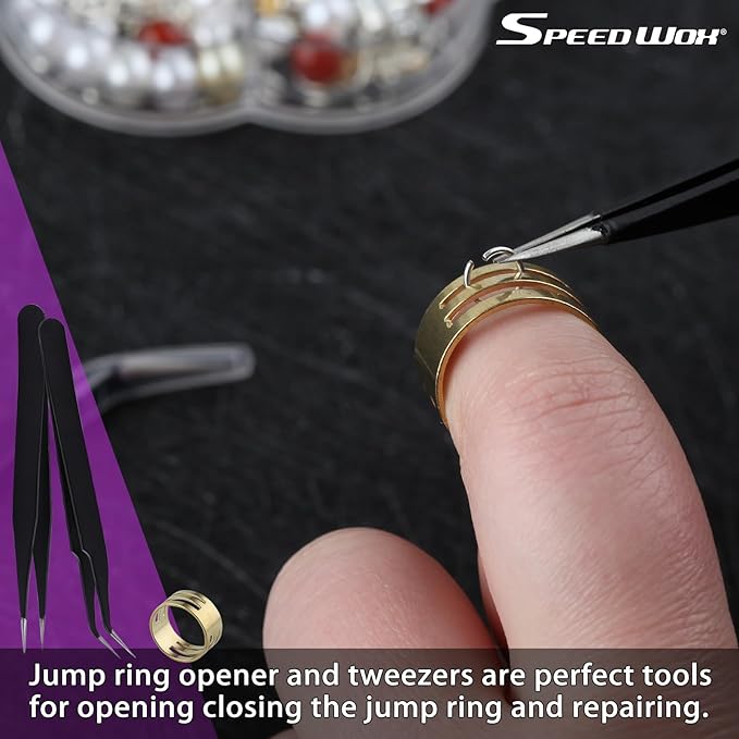 SPEEDWOX 6pc Mini Jewelry Pliers Set - Double Nose (Round, Long), Flat Jaw, End Cutting, Diagonal & Bent Nose Pliers, Jump Ring Opener