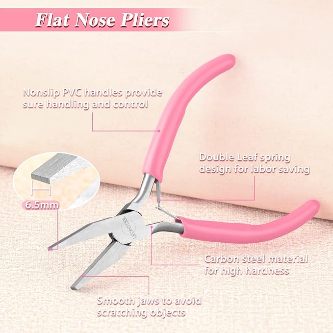5-Inch Mini Jewelry Pliers - Duckbill with Spring, Smooth Jaws for Jewelry Making, Wire Bending & DIY Hand Tools