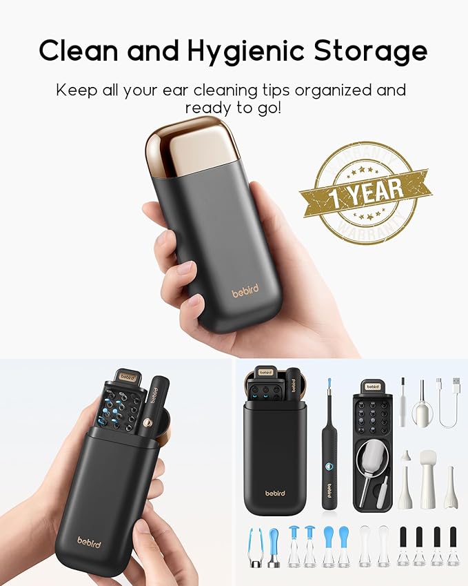 Bebird Earsight Plus R37R Ear Cleaning Camera Wax Removal Tool kit, Flexible Ear Scope Otoscope Camera Light, Visual Ear Picker Wireless Earwax Remover Tweezers for Family