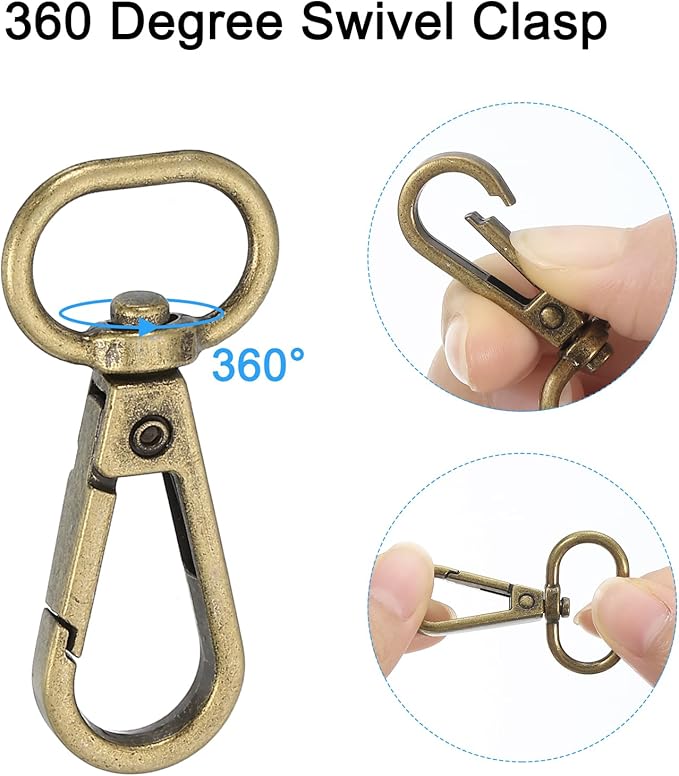 uxcell 12 Pcs Swivel Clasp Hook, 0.59" Purse Snap Clasps Detachable for Bag, Bronze