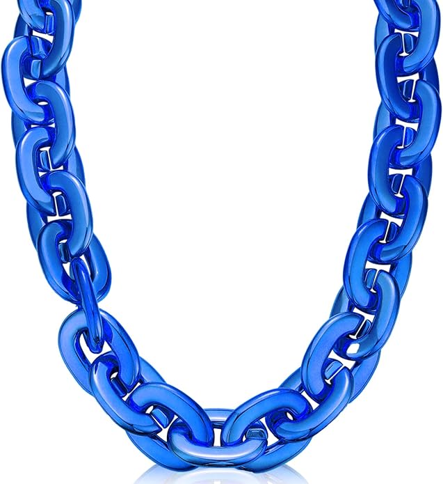 Remuuly Plastic Chain Necklace Chunky Big Fake Necklace Hip Hop Rapper Giant Turnover Chain Costume for Halloween