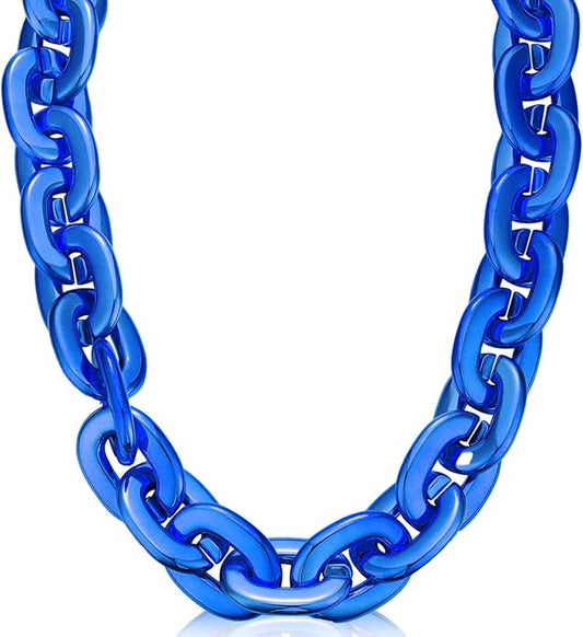 Remuuly Plastic Chain Necklace Chunky Big Fake Necklace Hip Hop Rapper Giant Turnover Chain Costume for Halloween
