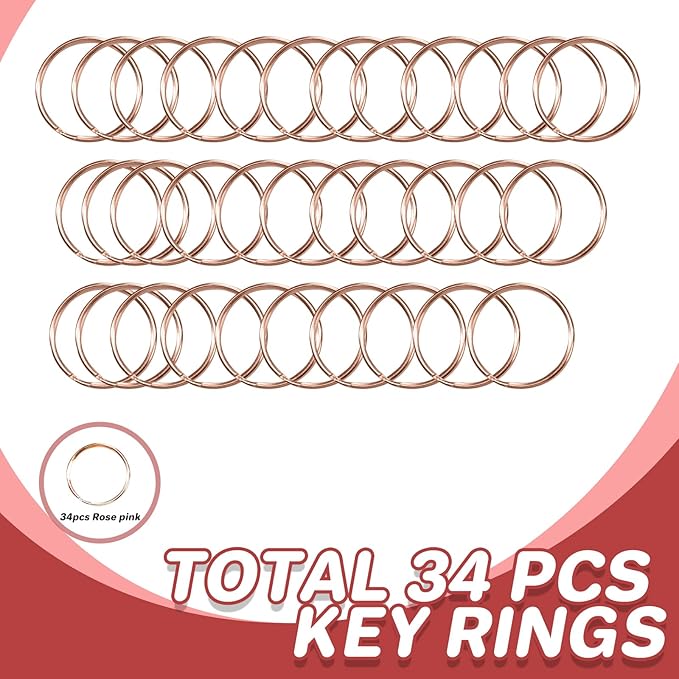 Keychain, 68PCS Swivel Snap Hooks with Key Rings, Metal Lobster Claw Clasp,34PCS Keychains Clips Hooks and 34PCS Key Chain Rings,Keychain Rings for DIY Crafts,Jewelry Making (Rose Gold)