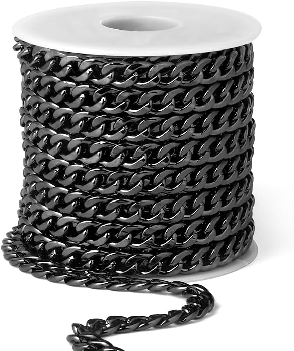 16.5 Ft Stainless Steel Curb Chains, 5mm 6mm 7mm 9mm Cuban Chain Roll Bulk for Jewelry Making