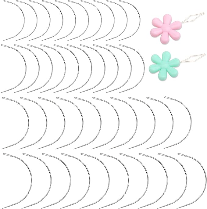 40 Pcs Curved Sewing Needles 4 Sizes commonly Curved Leather Quilting Needles Upholstery Weaving Needles Embroidery Needle for Leather Projects Carpet or Canvas Wig Making