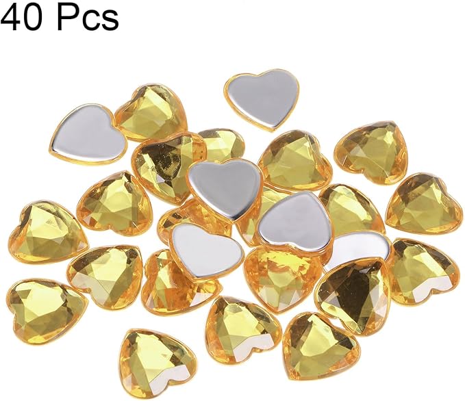 MECCANIXITY 40 Pcs Acrylic Heart Rhinestone 20mm Flat Back Plastic Gems Jewelry Stickers for Craft Bead Face Painting Costume Jewelry Making Light Brown