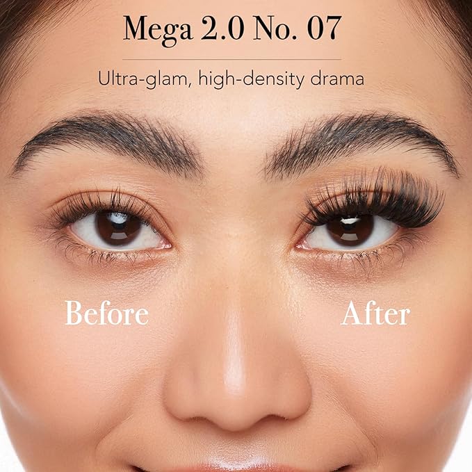 Pro Lash ProWear Professionally Styled Lash Clusters - Easiest to Apply Eyelash Cluster - 10 Day Eyelashes - Waterproof Lashes Clusters - Single Set - Mega 2.0 No. 07 - Black