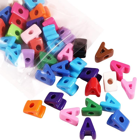 40 PCS Letter Beads 3D Focal Bead Acrylic 21mm x 18mm A Loose for Jewelry Making Key Chains Bracelet Necklaces Keychain Phone Bag Chain (Mixed Color A)