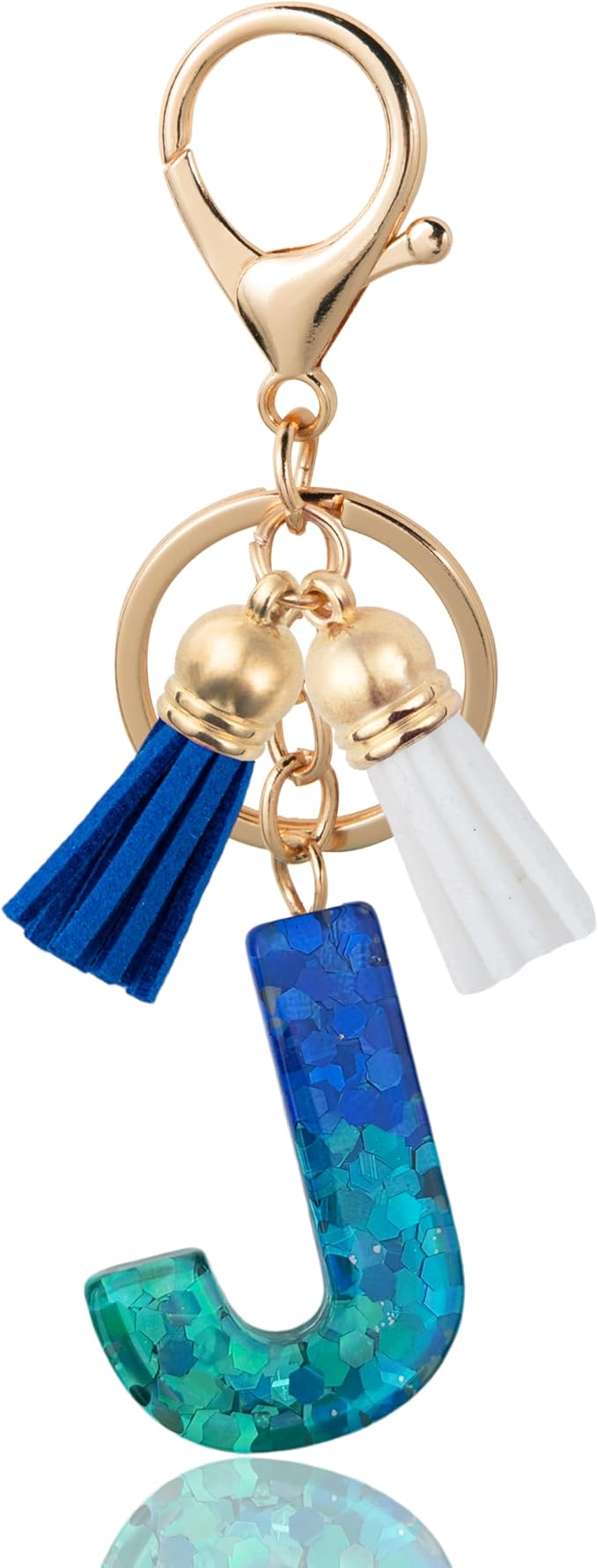 Initial Letter Keychain Cute Resin with 2 PU Tassel, Letter Keychain for Backpack Charms, Initial Keychains for Women