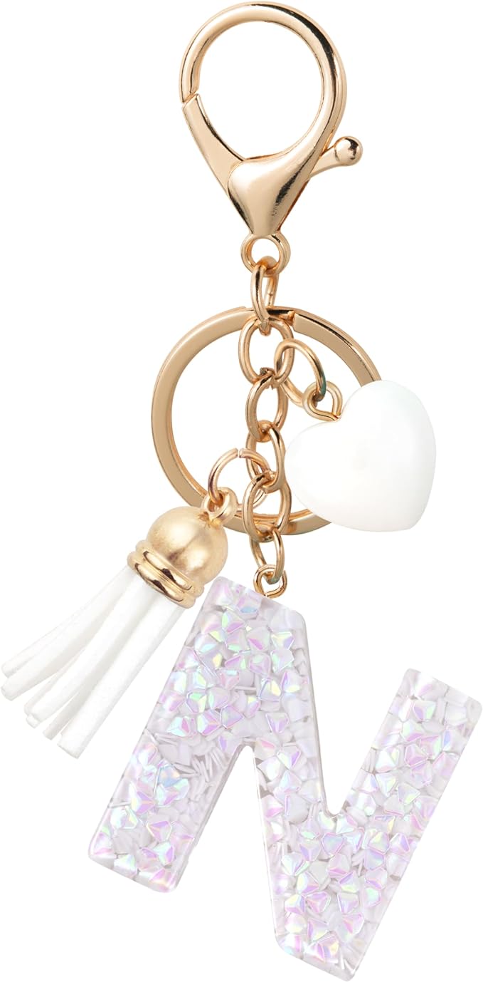 Alphabet Initial Letter Keychain Cute Heart Resin - Letter Keychain for Backpack Charms - Initial Keychains for Women