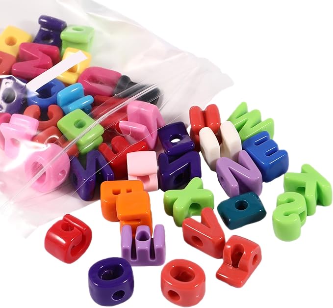 40 PCS Letter Beads 3D Focal Bead Acrylic Loose for Jewelry Making Bracelet Necklaces Keychain Phone Bag Chain Key Chains (Mixed Letters)