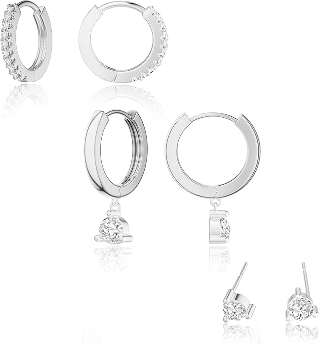 Freekiss 3 Pairs Gold Hoop Earrings Set: Dainty Stud Earrings Trendy Small 14K Gold Plated Hypoallergenic Dangle Cartilage Huggie Hoop Earrings for Women Gold Jewelry for Women Gifts