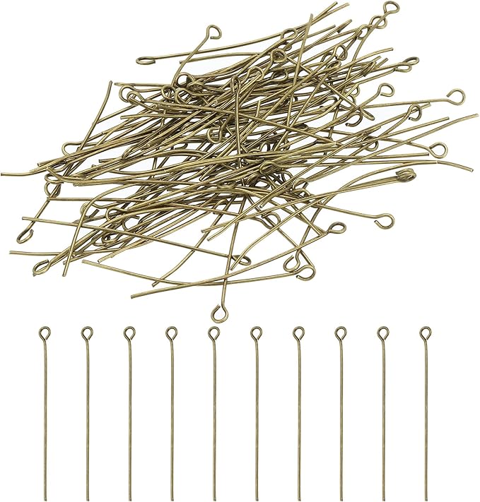PATIKIL 150Pcs 23 Gauge Bronze Open Eye Pins for Jewelry Making Findings