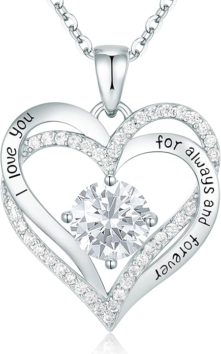 CDE Forever Love Heart Necklaces for Women, Wedding Anniversary, Birthday Mothers Day Christmas Day Gifts for Mom, Mother, Wife, friend, S925 Silver Jewelry with Birthstone Pendant