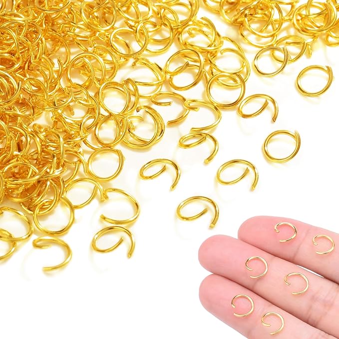 400pcs 5/16" Gold Small Jump Rings for Jewelry Making Replacement, Open Jump Ring Metal Jewelry Findings for Bracelets Necklaces Earrings Keychains Connectors Loops Repair Hardware