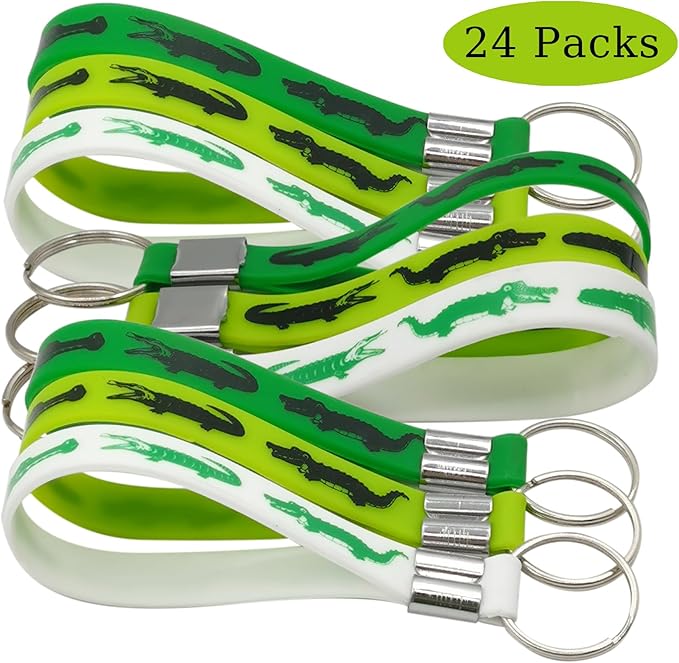 24 Pieces Reptile Crocodile Rubber Keychains Party Favors - Reptile Party Supplies Decorations Gift Prize Goodie Bag Favors Crocodile Silicone Keyrings