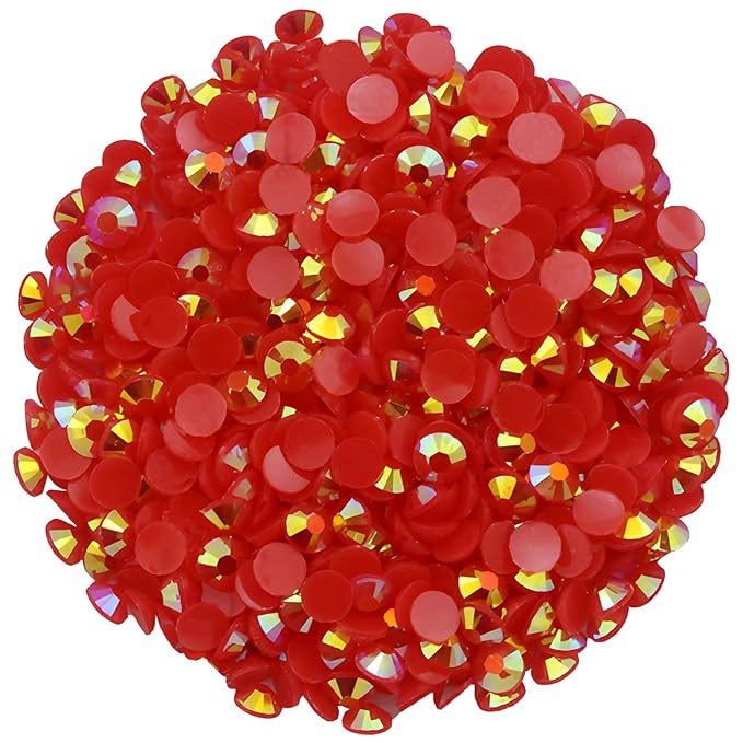 1440 Pcs SS20 5mm Flatback Rhinestones for Nails Art Crafts Glitter Round Shine Gems AB Crystals DIY Clothes Shoes （Red AB）