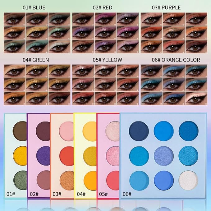 9-Color Yellow Gold Matte Shimmer Eyeshadow Palette – High Pigment Warm Orange, Lemon & Brown Shades, Long-Lasting Waterproof Blendable Eye Makeup for Summer, Sunset & Daily Looks