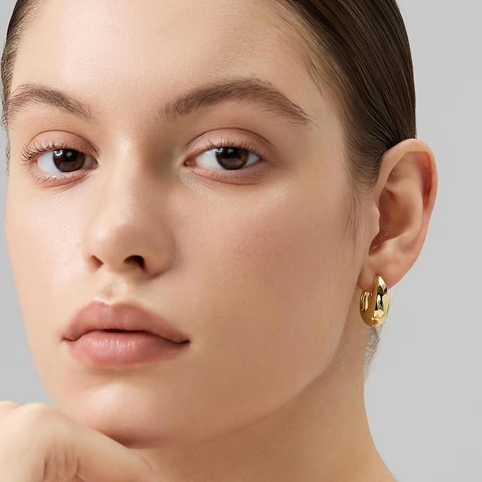 FRUMOS 925 Sterling Silver Huggie Earrings for Women 18K Gold Plated Hoop Earrings for Women Hypoallergenic Small Cubic Zirconia Huggie Earring