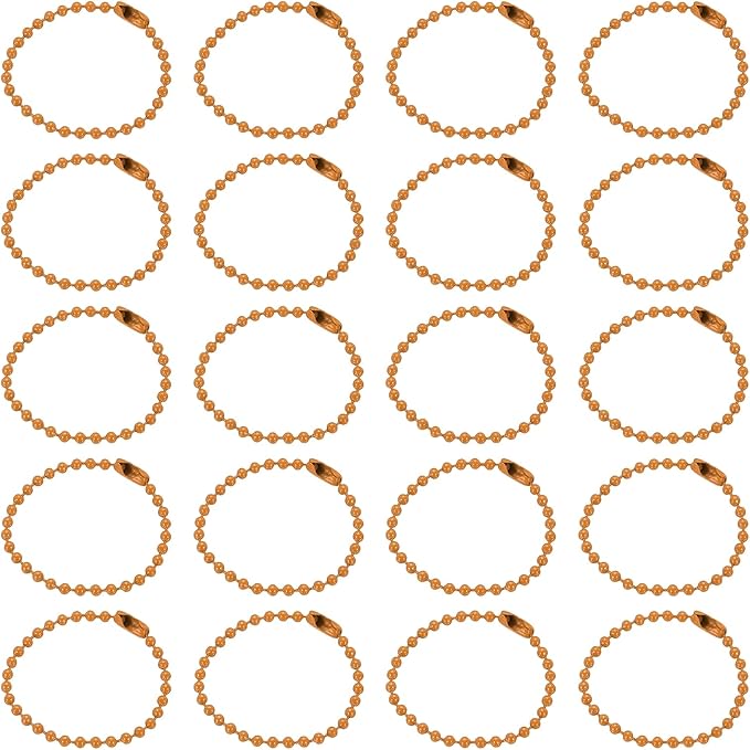 MECCANIXITY 30Pcs 5 Inch Ball Bead Chain, Metal Ball Chain with Connectors for Keychain Hanging Ornament Tag Jewelry Necklace Christmas Decoration,Orange