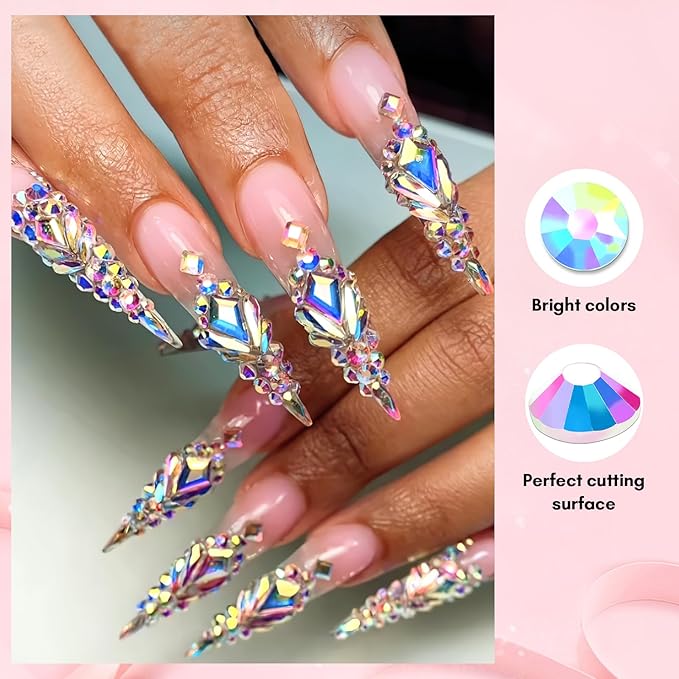Makartt AB Rhinestones Gel Nail Glue for Gems, 8ML with Half-Round Pearl & Rhinestone Picker Tweezers, Strong Adhesive for Nail Gems, Diamond Art & Nail Charms Decoration