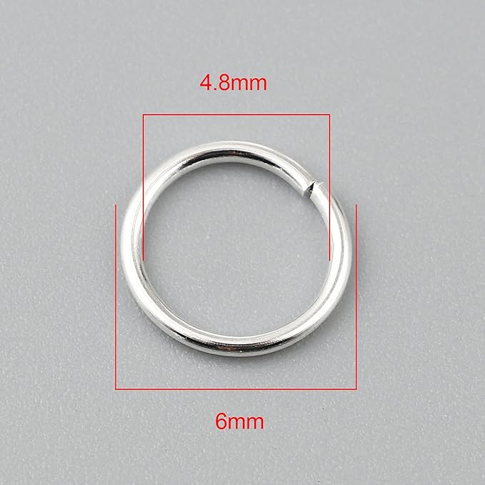 HDSupplies 200 Pieces - 6mm Jump Rings Shiny Silver Tone Plated - 21 Gauge