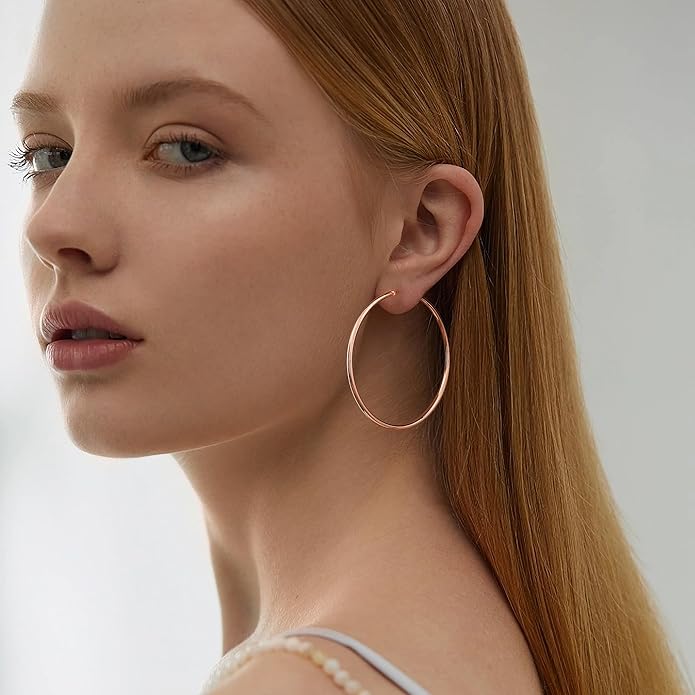 Gacimy Gold Hoop Earrings for Women 14K Real Gold Plated Hoops with 925 Sterling Silver Post