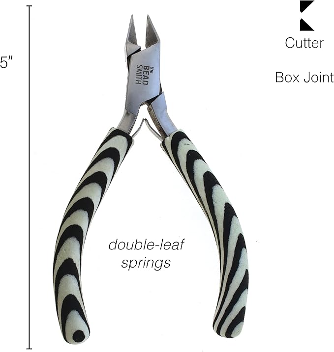 The Beadsmith Side Cutter – Zebra Print Line – 5 inches (127 mm) – Comfortable Handle with Double Leaf Springs – Jewelry Making Tool for Creating Bracelets, Earrings and Necklaces