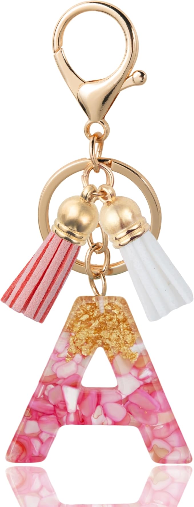 Initial Letter Keychain Cute Resin with 2 PU Tassel, Letter Keychain for Backpack Charms, Initial Keychains for Women