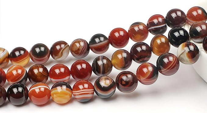 MJDCB Red Coffee Agate Beads Natural Agate Stone Round Loose Beads Ball Handmade Jewelry Bracelet Making DIY (12mm)