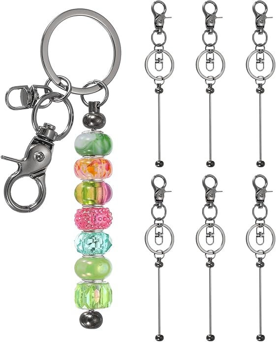uxcell Beadable Keychain, Keychain Making Supplies, Blank Bead Metal Chain Bars for DIY Crafts Jewelry Making Gift