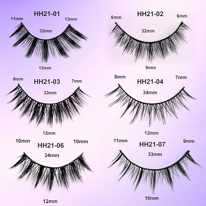 10 Pairs False Eyelashes with Tweezers and High-grade Synthetic Fibers Three-dimensional Long Slender Style Natural Curl Realistic Look Durable Long-lasting Suitable for Daily Comm (Black-A)
