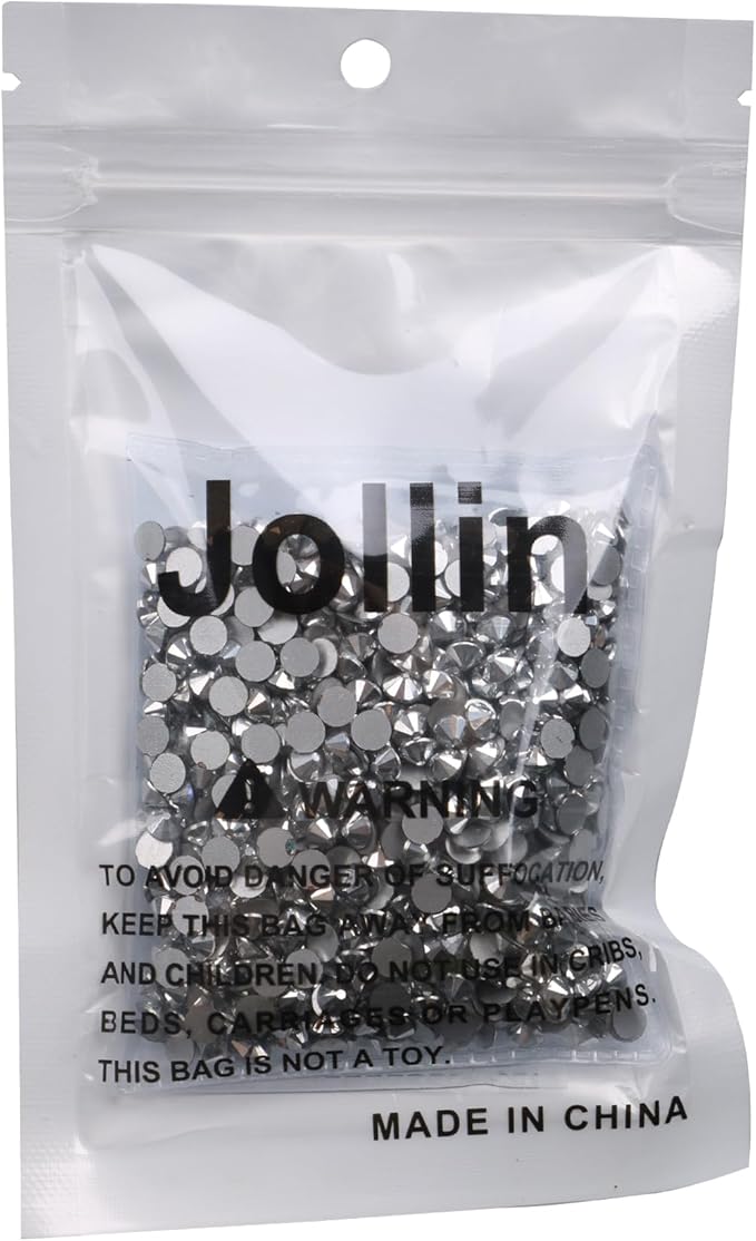 Jollin Glue Fix Crystal Flatback Rhinestones Glass Diamantes Gems for Nail Art Crafts Decorations Clothes Shoes(ss20 1440pcs, Silver)