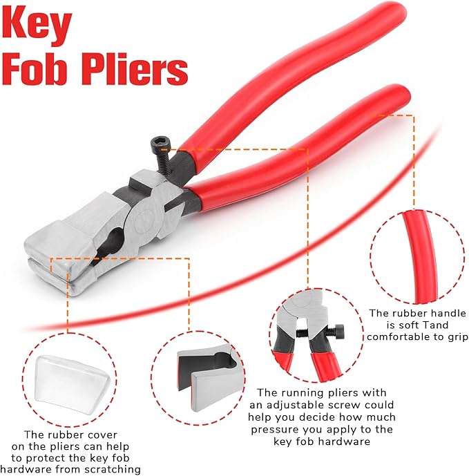 40 Pcs Key Fob Hardware, 1 Inch Keychain Hardware with Key Fob Pliers Keyfob Hardware Kit for Wristlet, Crafts, Lanyard, Key Chain Making Supplies