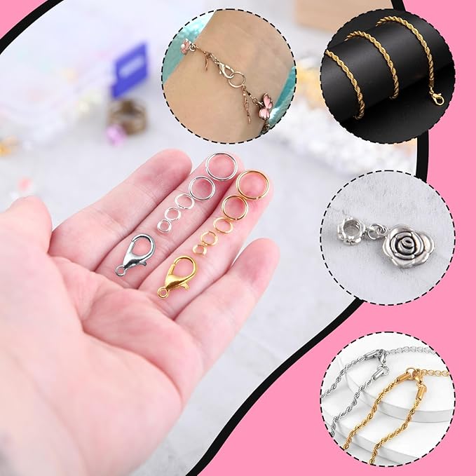 930 Pcs Jump Rings Lobster Clasps with Jewelry Pliers for Jewelry Making and Repair, Needle Nose, Round Nose Pliers and Wire Cutter, Tweezer, Thimble Ring for Wire Wrapping, Bracelets Crafts