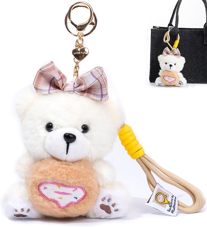 Cute Key Chain Plush Bear Bag Charm Teddy Bear Keychain Gift For Handbag,Purse, Backpack, Car Keys