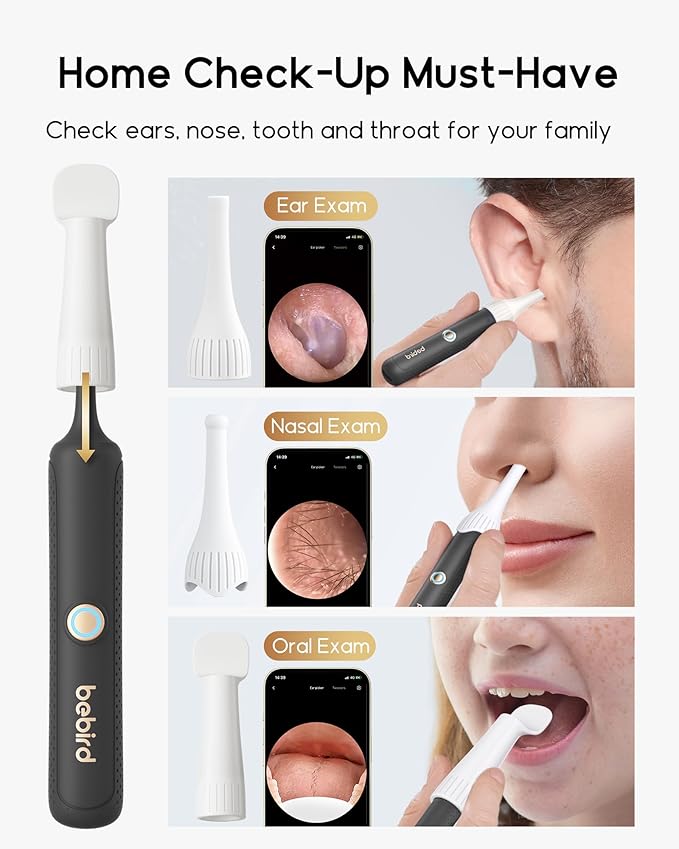 Bebird Earsight Plus R37R Ear Cleaning Camera Wax Removal Tool kit, Flexible Ear Scope Otoscope Camera Light, Visual Ear Picker Wireless Earwax Remover Tweezers for Family