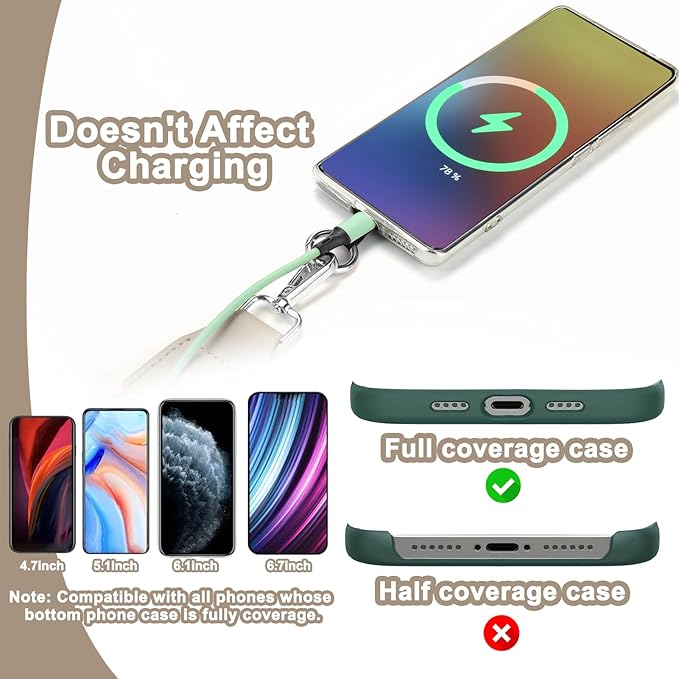 XANGNIER Clip and Go Strap for Phone with Wallet Crossbody, Phone Strap with Zippered Wallet, Adjustable Anti Theft Cellphone Lanyard for Women, Cellphone Chain Accessories,Multicolor 21