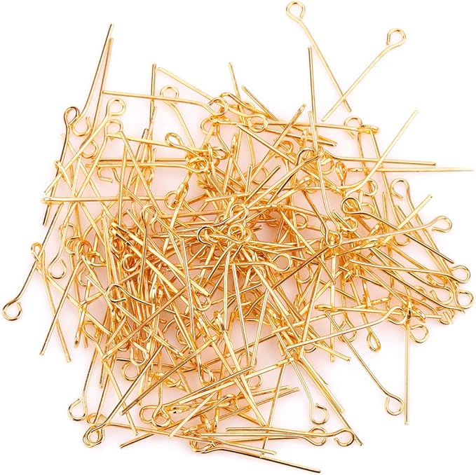 Open Eye Pins Gold Head Pins for DIY Jewelry Making 20mm 500pcs