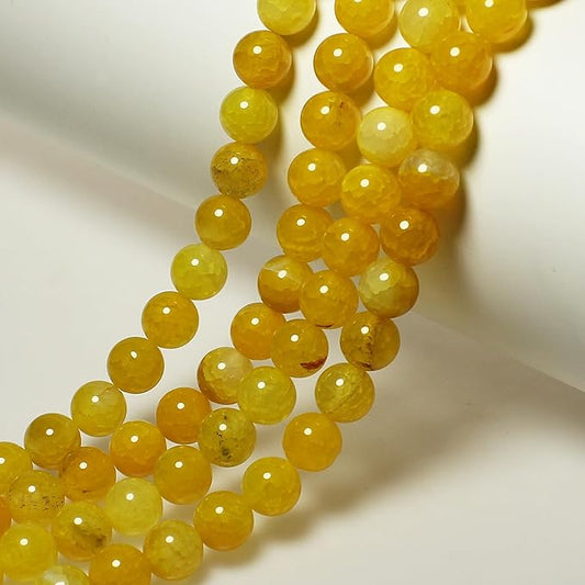 MJDCB Natural Stone Beads 6mm 60pcs Round Yellow Dragon Vein Agate Loose Gemstone Bead Charms for Jewelry Making Bracelet Necklace Earring Pendant