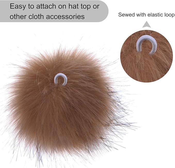 Coopay 16 Pieces Faux Fox Fur Pom Pom Balls DIY Fur Fluffy Ball with Elastic Loop for Hats Keychains Scarves Gloves Bags Charms Knitting Accessories (Popular Mix Colors)