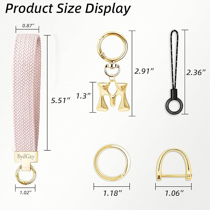 Stretchy Wristlet Initial Keychain, Key Chains Women Cute with Keyring, Llaveros para Mujer, Car Key Accessories