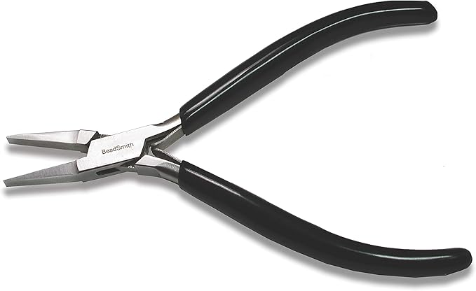 The Beadsmith Flat Nose Pliers – Extra Fine Tips – 4.5 inches (114mm) – PVC Grip Handle with Double Leaf Springs – Jewelry Making Tool for Creating Bracelets, Earrings and Necklaces