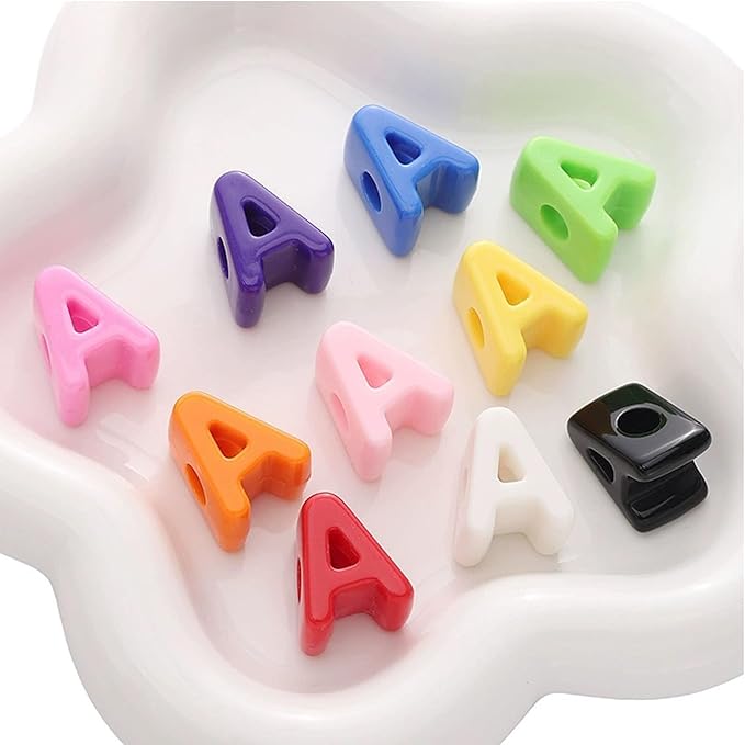 40 PCS Letter Beads 3D Focal Bead Acrylic 21mm x 18mm A Loose for Jewelry Making Key Chains Bracelet Necklaces Keychain Phone Bag Chain (Mixed Color A)