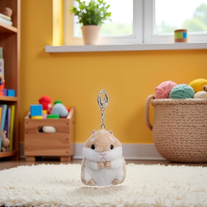 Khaki Cute Hamster Keychain Keychain Charms Wallet Backpack Handbag Charms Automobile Keychains Automotive Trim Women's Key Rings and Keychains Automobile,Accessories